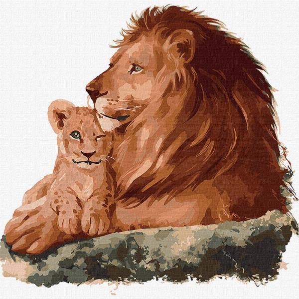 Картина по номерам Идейка Рядом с папой 40х40 см в термопакете (KHO4303)