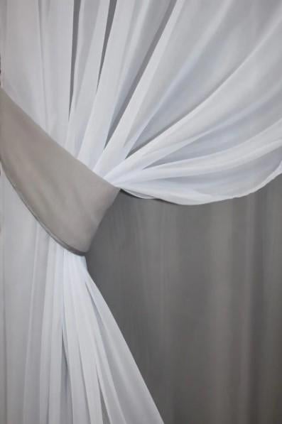 Комплект штор Инь/Янь шифон 1,5х2,7 м 4 шт. Белый/Серый (010дк) - фото 5