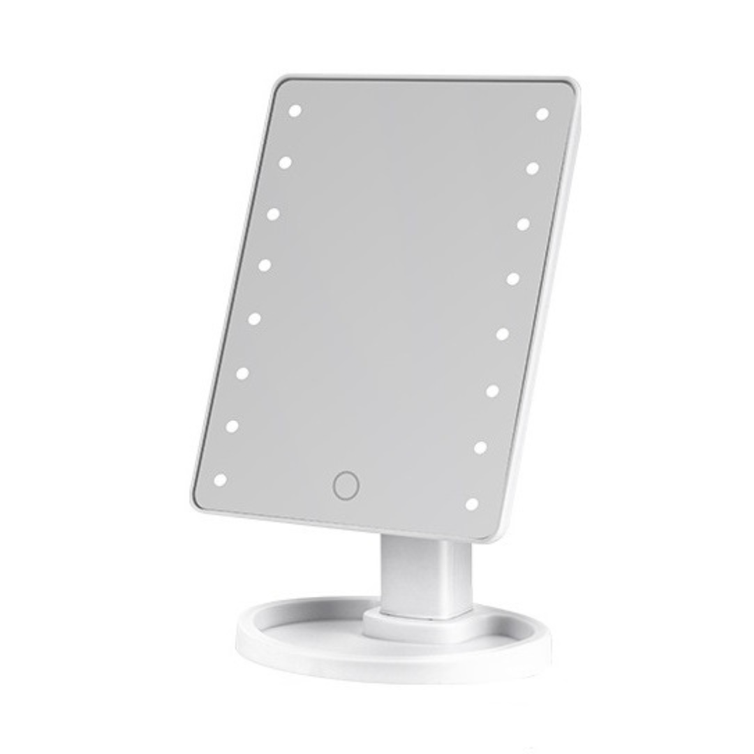 Дзеркало настільне косметичне для макіяжу 16 LED 21х16 см Білий (6877)