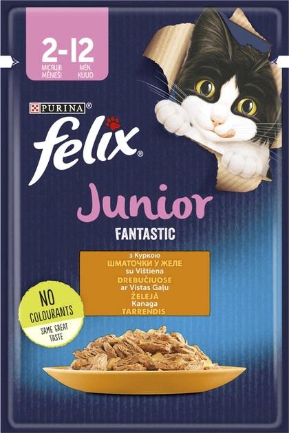 Корм для котят влажный Felix Junior Fantastic с курицей в желе 85 г 26 шт. (1157/26)