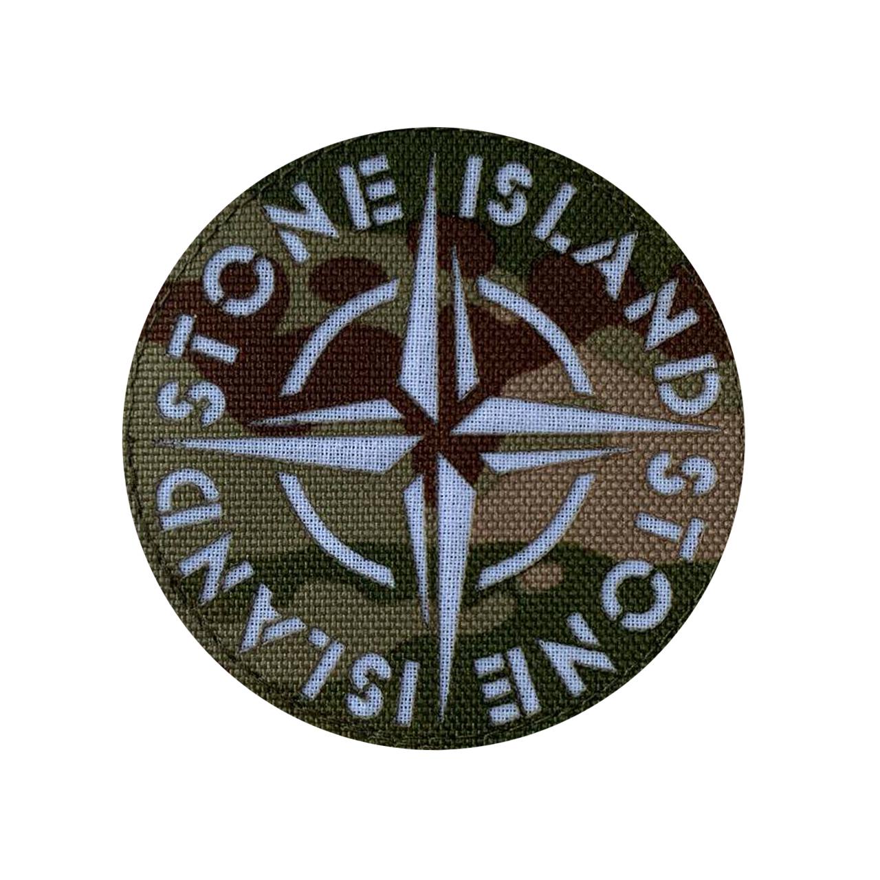 Шеврон на липучке Laser Cut ROP340 Stone Island 80х80 мм Мультикам/Белый (1165)
