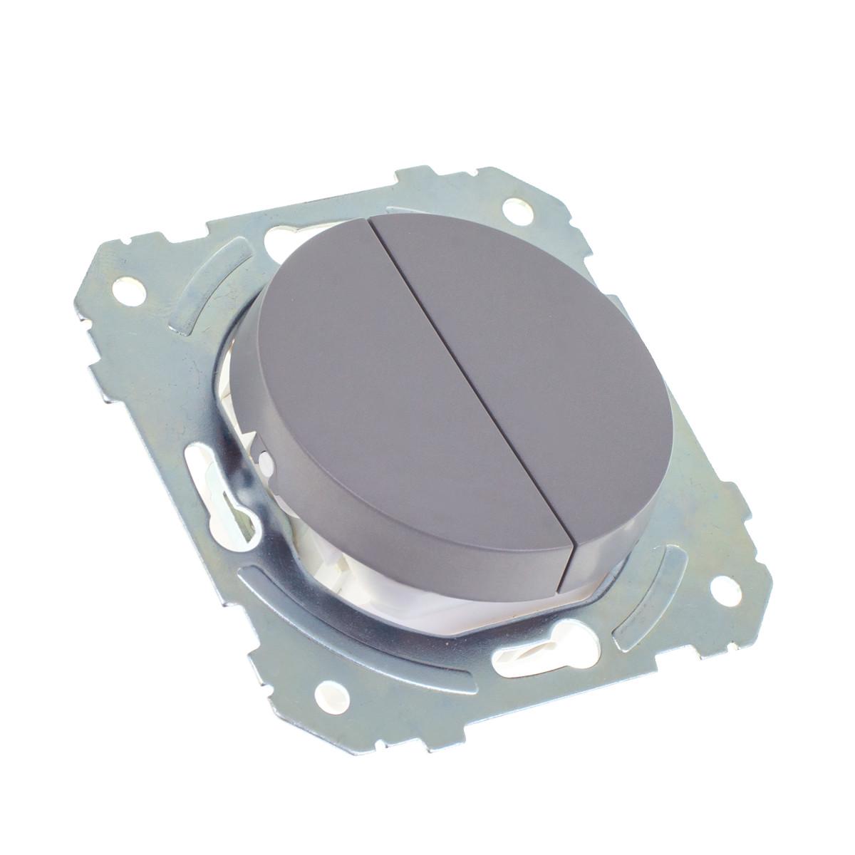 Выключатель двухклавишный Brille WB-2 V Grey (42-272)