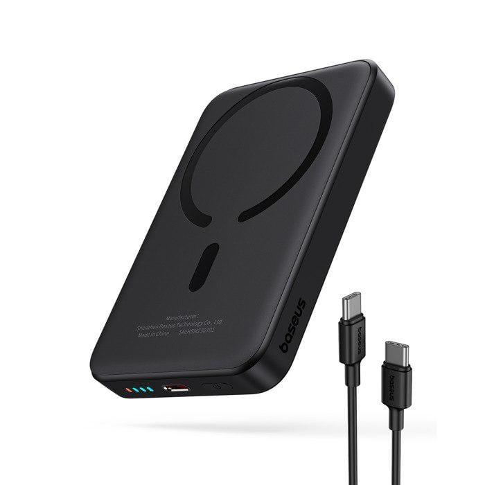 Повербанк BASEUS Magnetic Mini Air Wireless Fast Charge 10000mAh 20W із кабелем Black (P10059001113-00) - фото 1