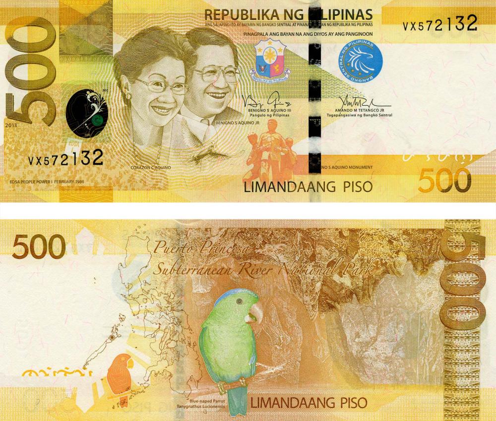 Коллекционная банкнота Филиппины 500 песо 2013 UNC P210 (Б05719)