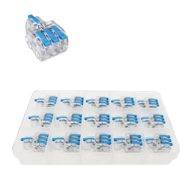 Набор клемм Tactix 0,08-4 мм2 32А 1-3 проходная наборная 29,7х18х13 мм 15 шт. Синий (DF-13TB-15box)