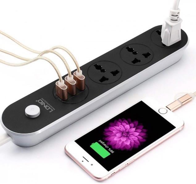 Подовжувач мережевий LDNIO SC3301 3 розетки 3 USB 1,6 м Сіро-чорний (1903267694) - фото 7 Подовжувач мережевий LDNIO SC3301 3 розетки 3 USB 1,6 м Сіро-чорний (1903267694) - фото 7