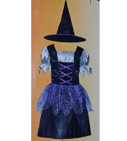 Костюм для Хэллоуина для девочки Ведьма с шляпой S Разноцветный (146290) - фото 5 Костюм для Хэллоуина для девочки Ведьма с шляпой S Разноцветный (146290) - фото 5