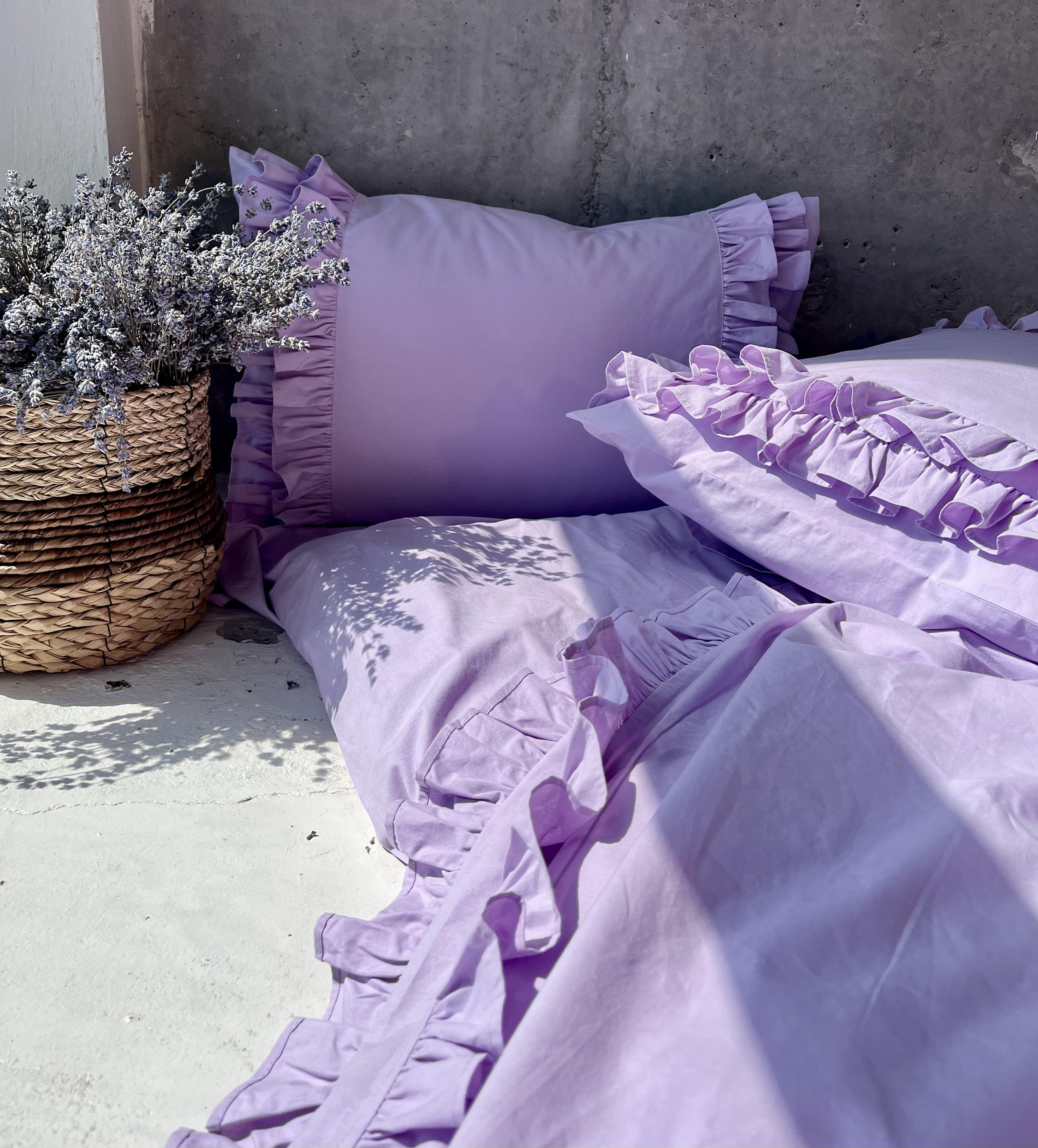 Комплект постільної білизни White Dream полуторний з рюшами 155х215 см варена бавовна Ліловий (2003/2R) - фото 8 Комплект постільної білизни White Dream полуторний з рюшами 155х215 см варена бавовна Ліловий (2003/2R) - фото 8