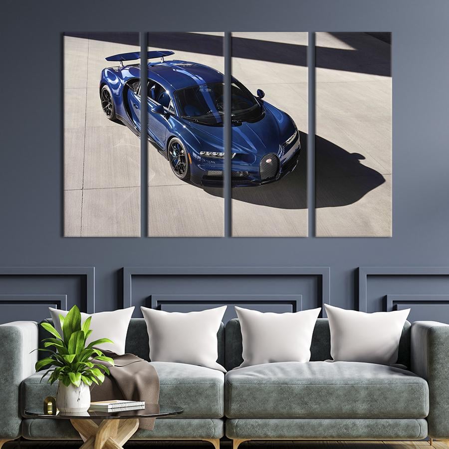 Картина на холсте Сияющий синий Bugatti Chiron 89x53 см (1299-41)