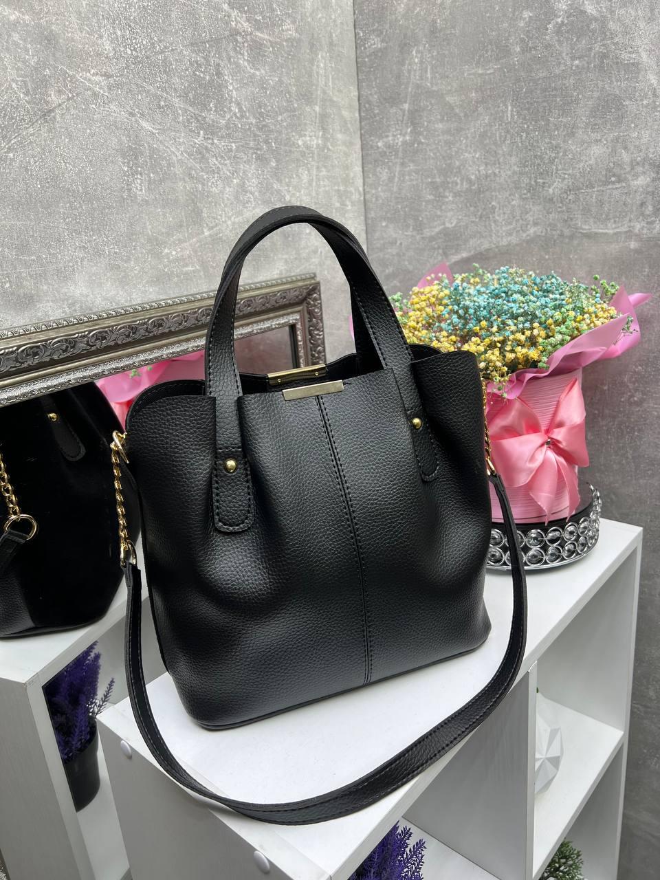 Сумка стильная женская вместительная через плечо с плечевым ремнем Черный - фото 6 Сумка стильная женская вместительная через плечо с плечевым ремнем Черный - фото 6