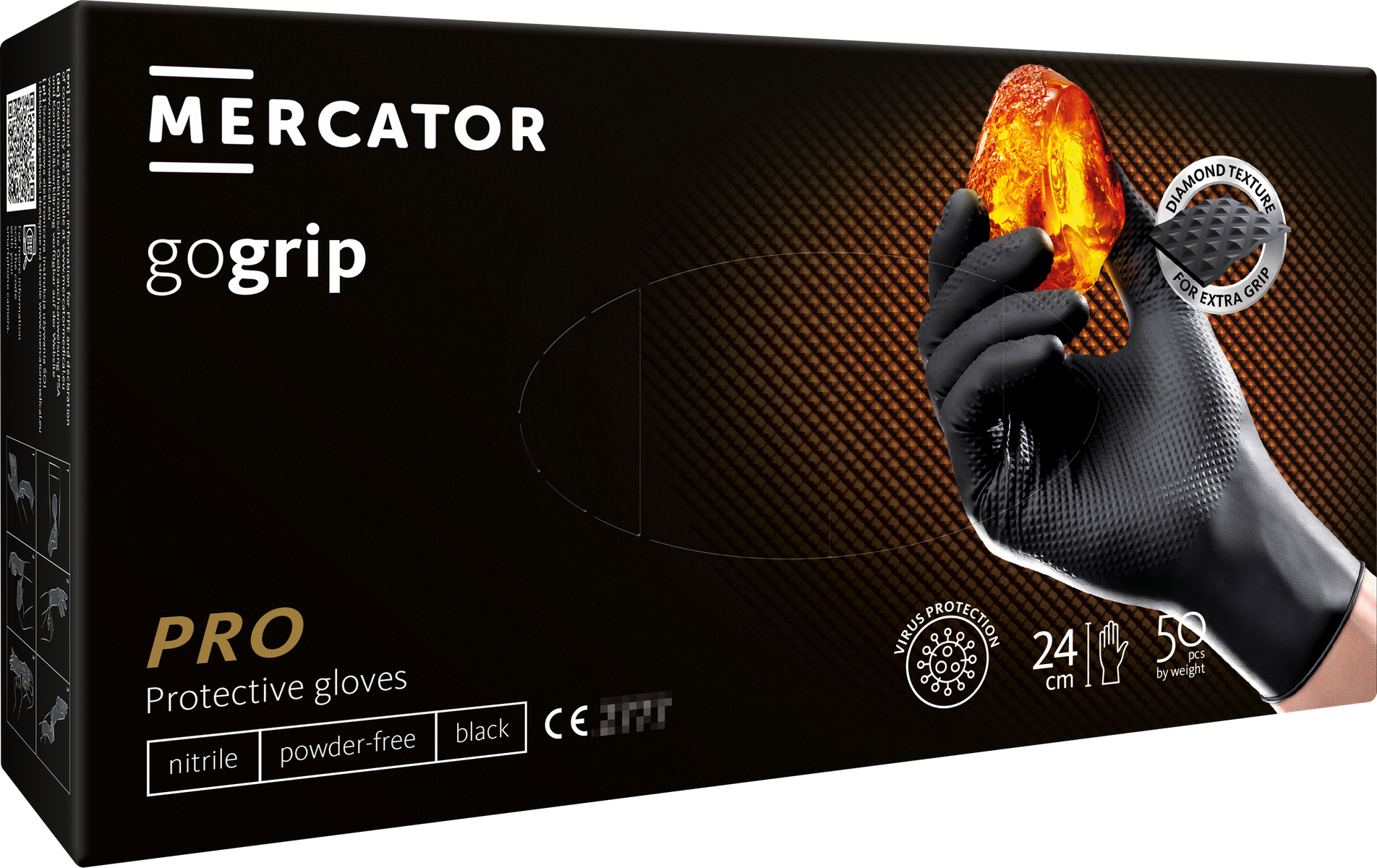 Рукавички нітрилові MERCATOR Gogrip без пудри XXL 50 шт. Black