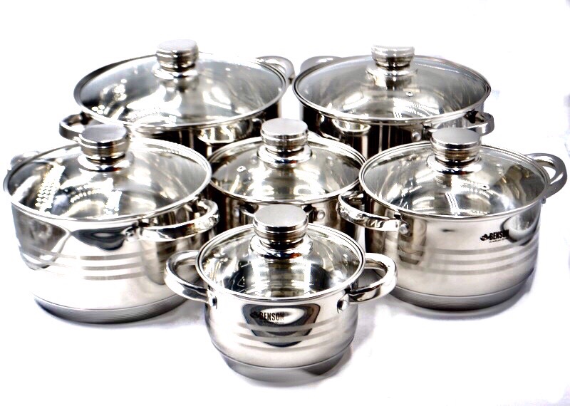 Набор кастрюль Benson BN-290 нержавеющая сталь 12 пр.
