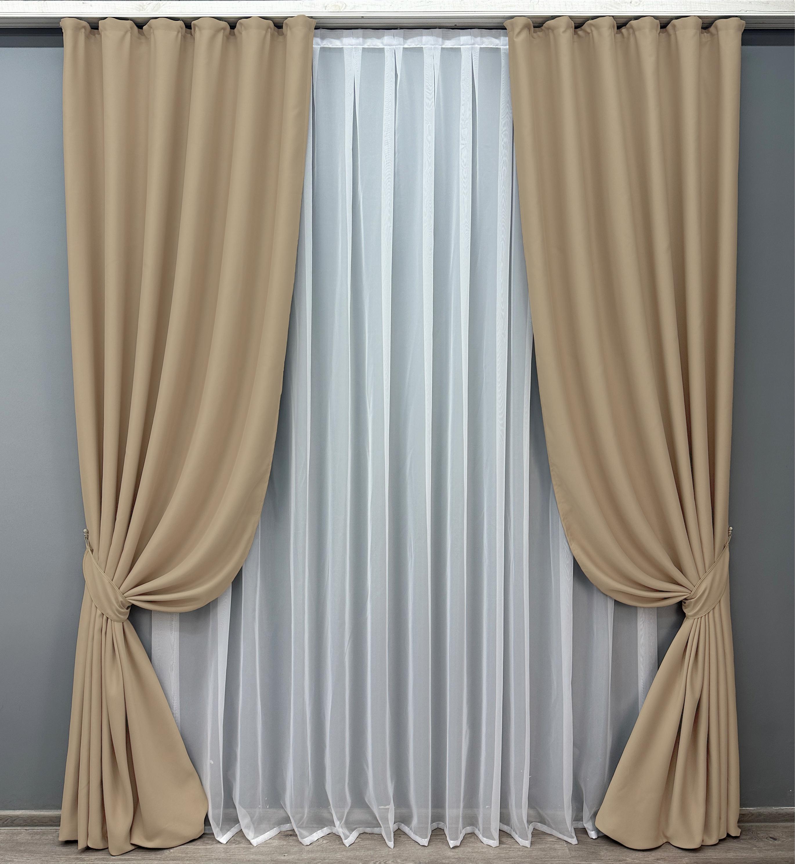 Комплект готовых штор VR-Textil Блэкаут Bagema Rvs №1240ш 150х295 см 2 шт. Бежевый (33-0623) - фото 1