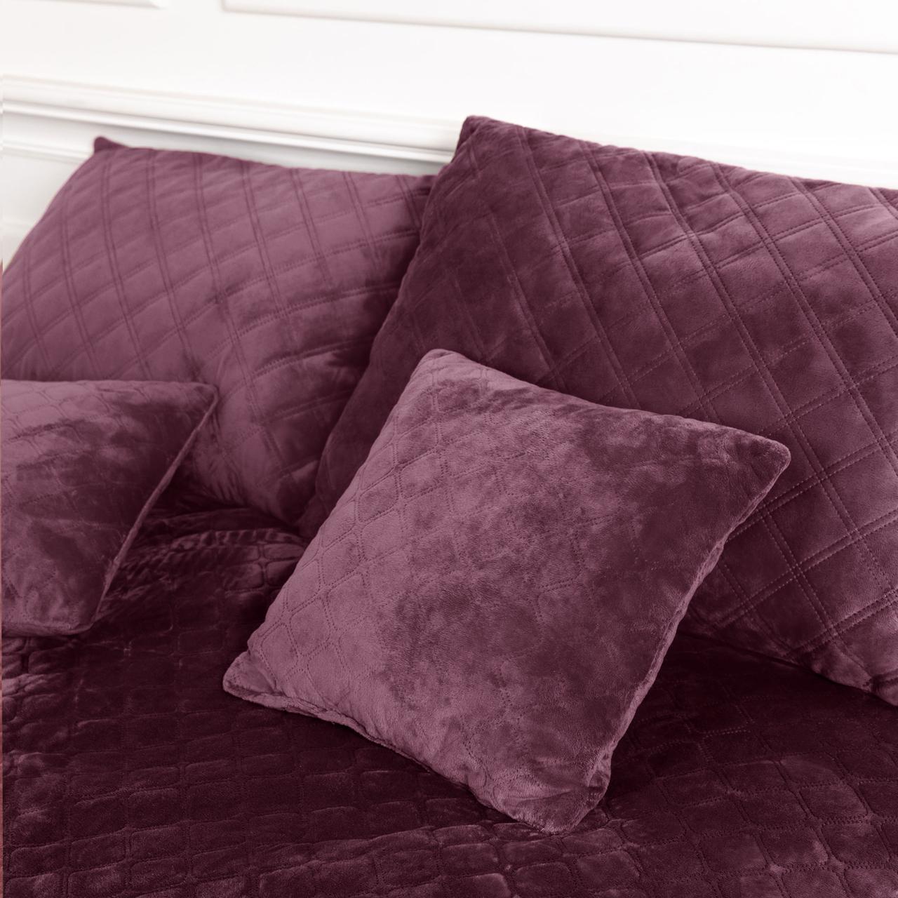 Покривало велюрове м'яке Ромб/круглий полуторне 150х210 см Бордовий - фото 6