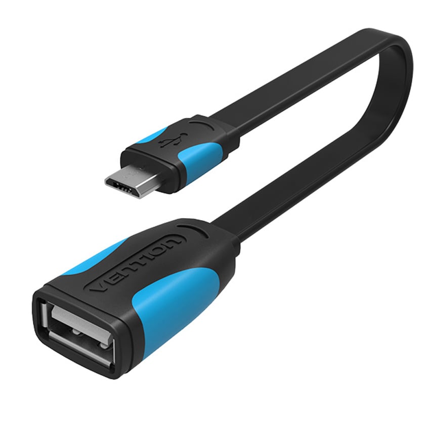 Кабель Vention OTG USB на Micro USB 10 см Black - фото 1