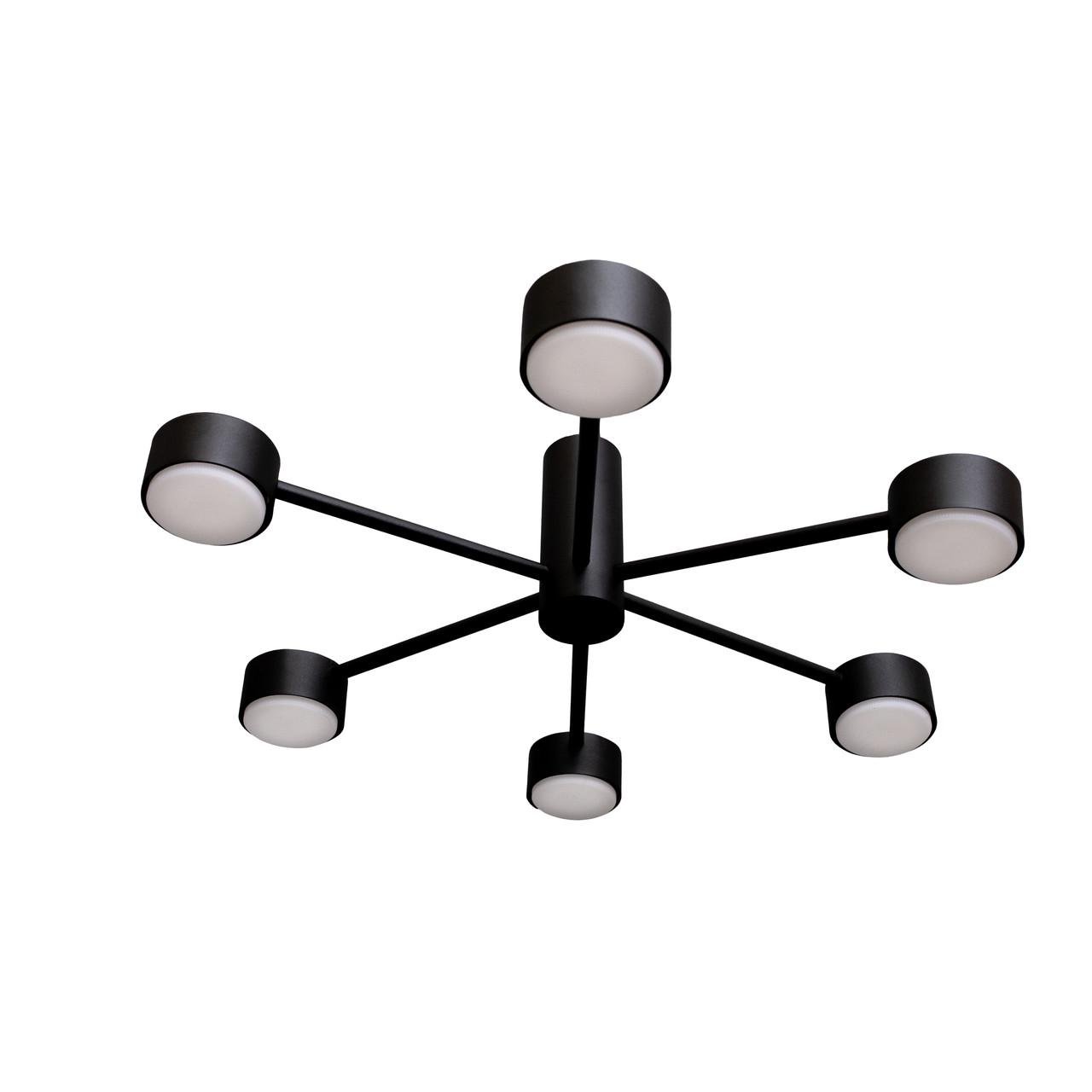 Люстра потолочная MSK ELECTRIC Copter NL 8041-6 BK на шесть круглых плафонов под лампы GX53 Черный (MSK_618770) - фото 3