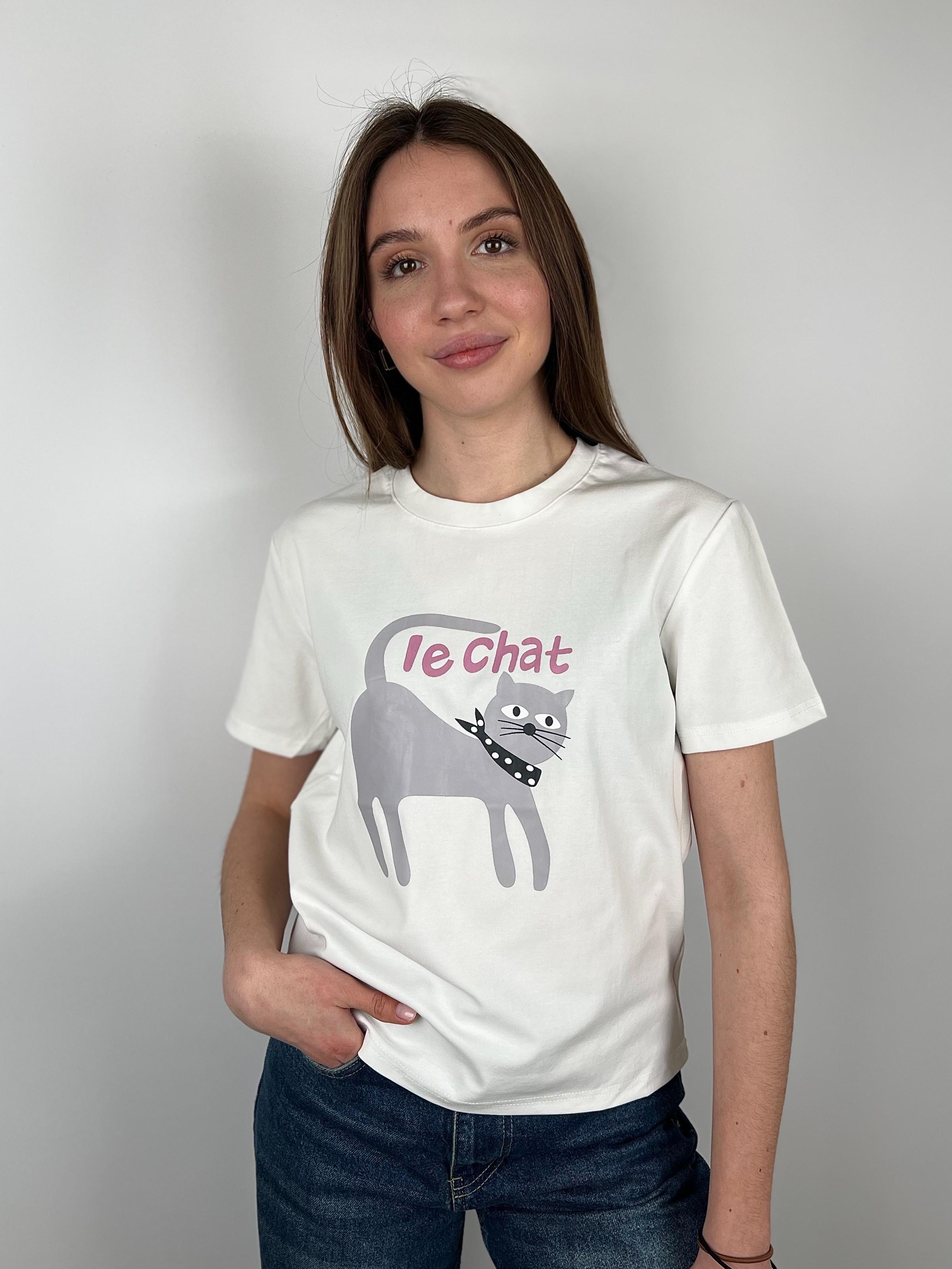 Футболка женская хлопковая Le Chat OS Белый (#896-02) - фото 4