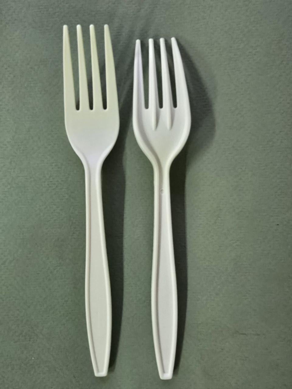Вилка из кукурузного крахмала экологическая для доставки еды 18 см 100 шт.