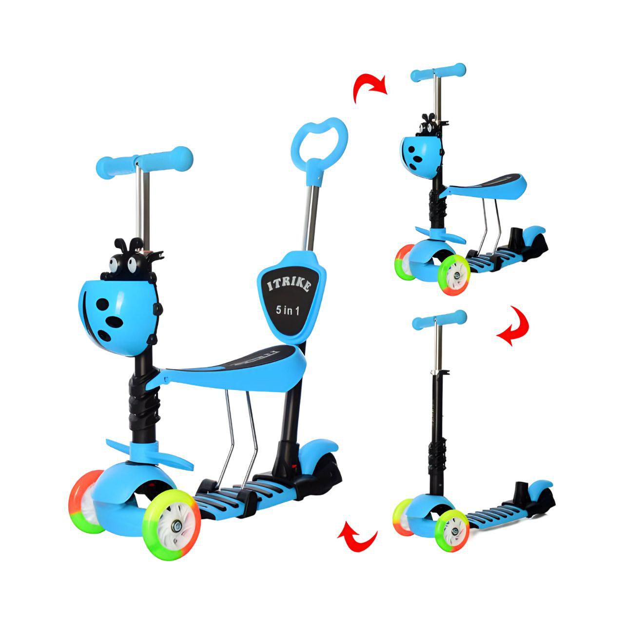 Самокат JR 3-026-C-BL складной 3 колеса полиуретан Синий (24711936) - фото 2