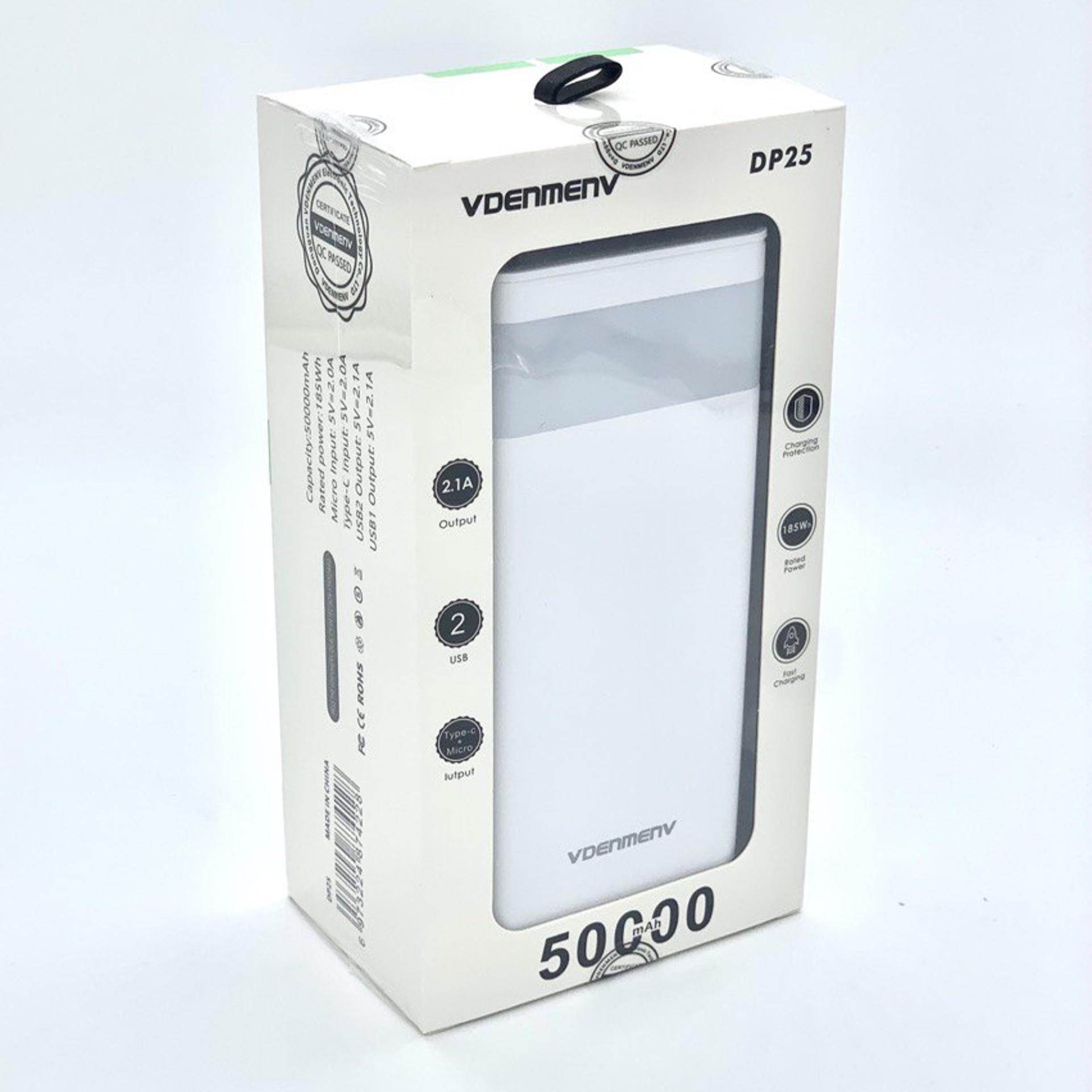 Повербанк Denmen с фонарем 50000 mAh 18,5W TypeC/MicroUSB Белый - фото 5