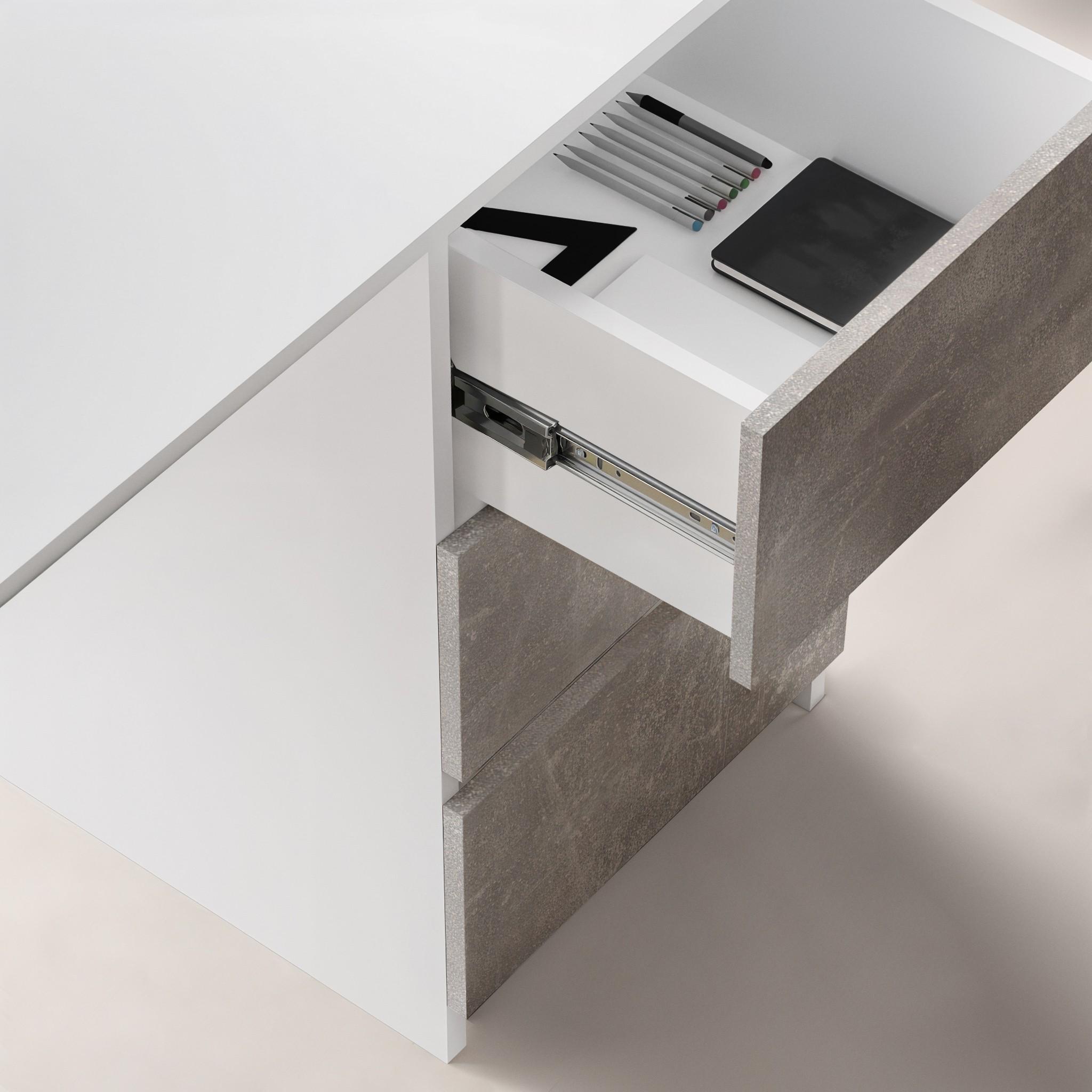 Письмовий стіл на 3 шухляди без ручок FT-224 1200x600x750 мм Білий/Бетон - фото 3