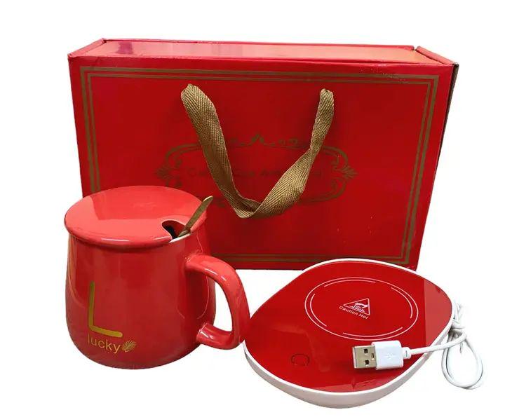 Чашка керамическая Stenson YG01317 L на подставке/с подогревом/от сети до +55°С 400 мл Белый (30547422) - фото 8