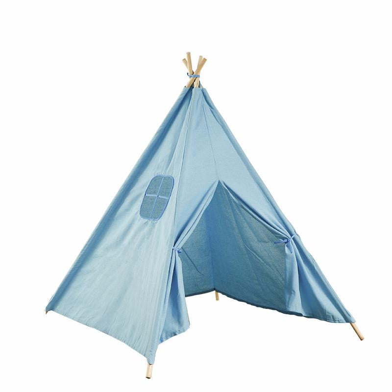 Детская палатка вигвам RIAS KRO-160 с деревянным каркасом 130x120x120 см LightBlue (3_07151)