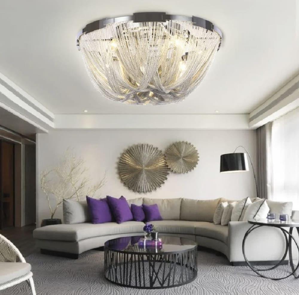 Люстра потолочная с переплетенными цепочками Ø 60 см Хром (CSA 34-600 SL)