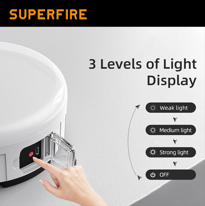 Фонарь кемпинговый SuperFire аккумуляторный 400 Lm IP42 (T25) - фото 4