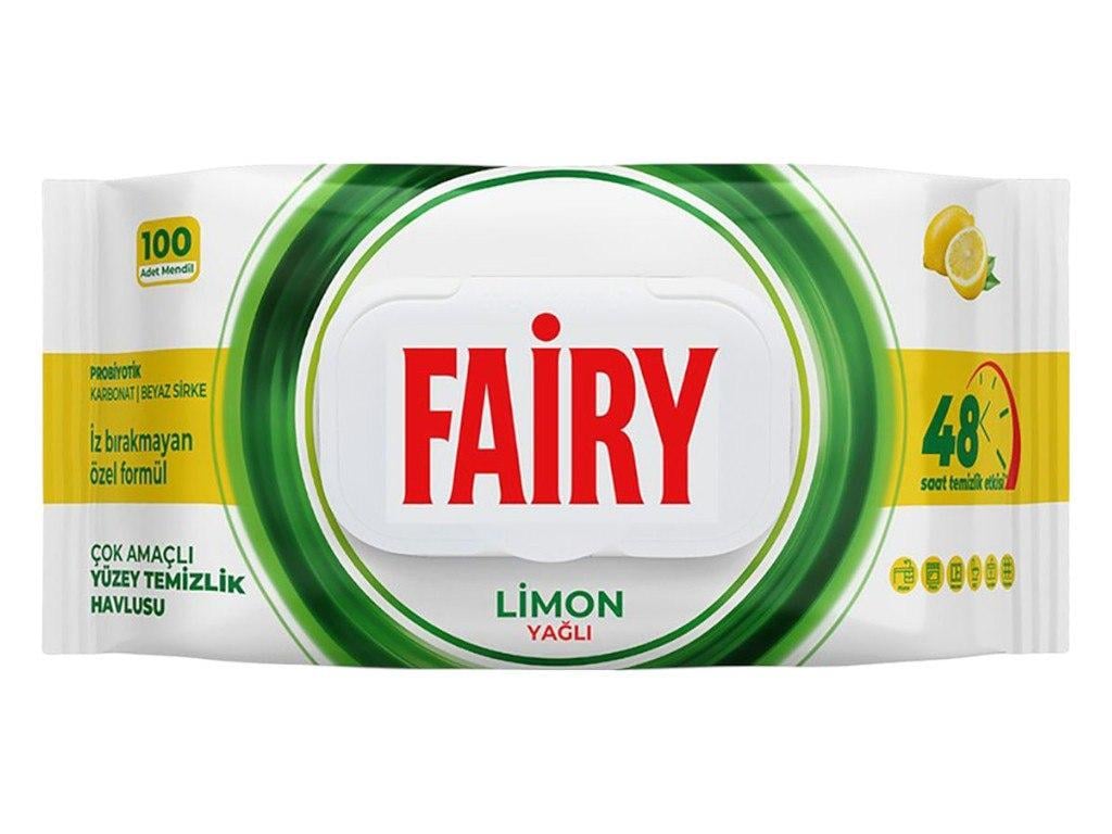 Влажные салфетки для чистки Fairy с ароматом лимона 100 шт.