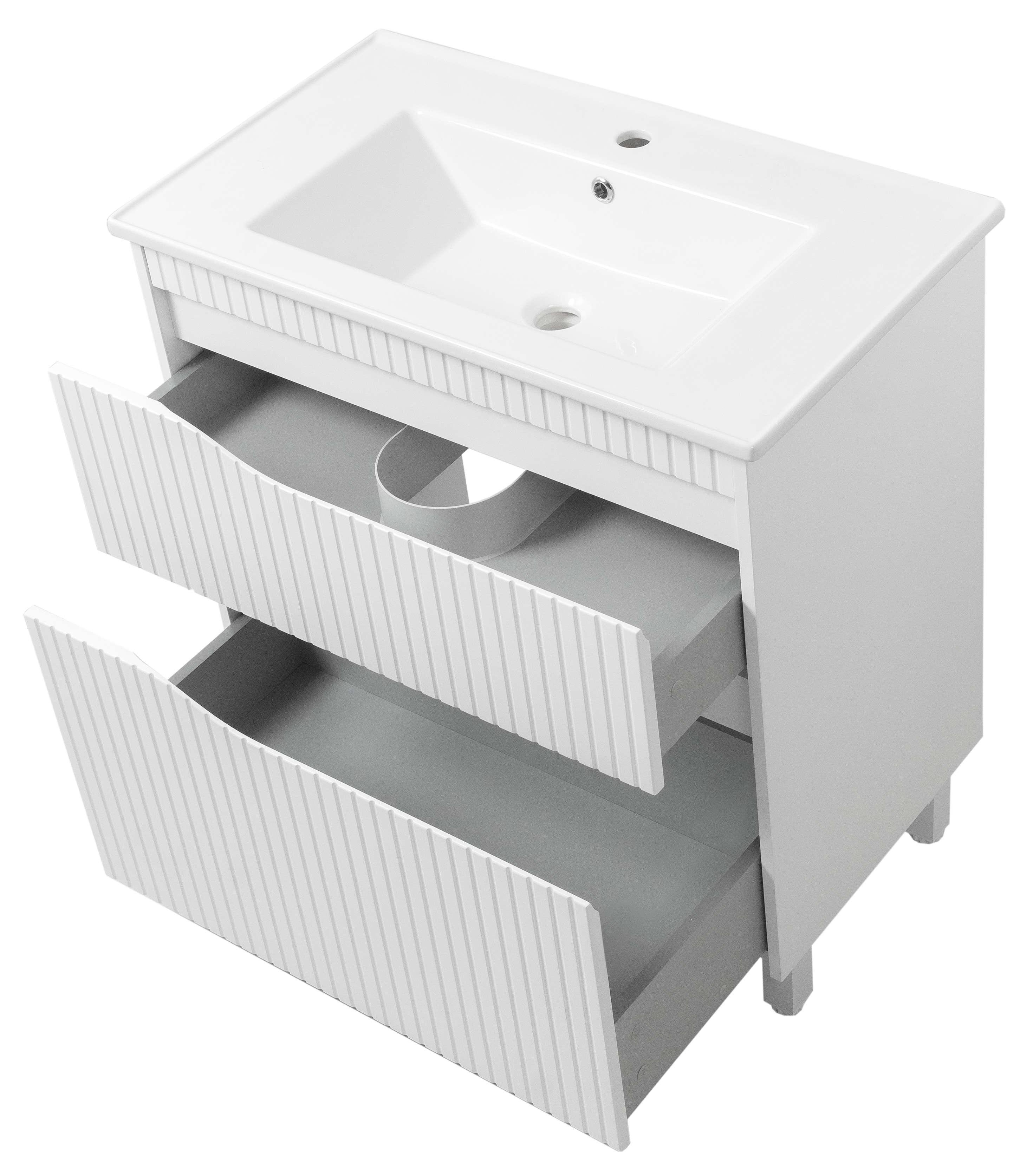 Тумба ЮВВИС Florence ТНБ-2 Д с умывальником Vesta 60 см Белый матовый (UVV080) - фото 2