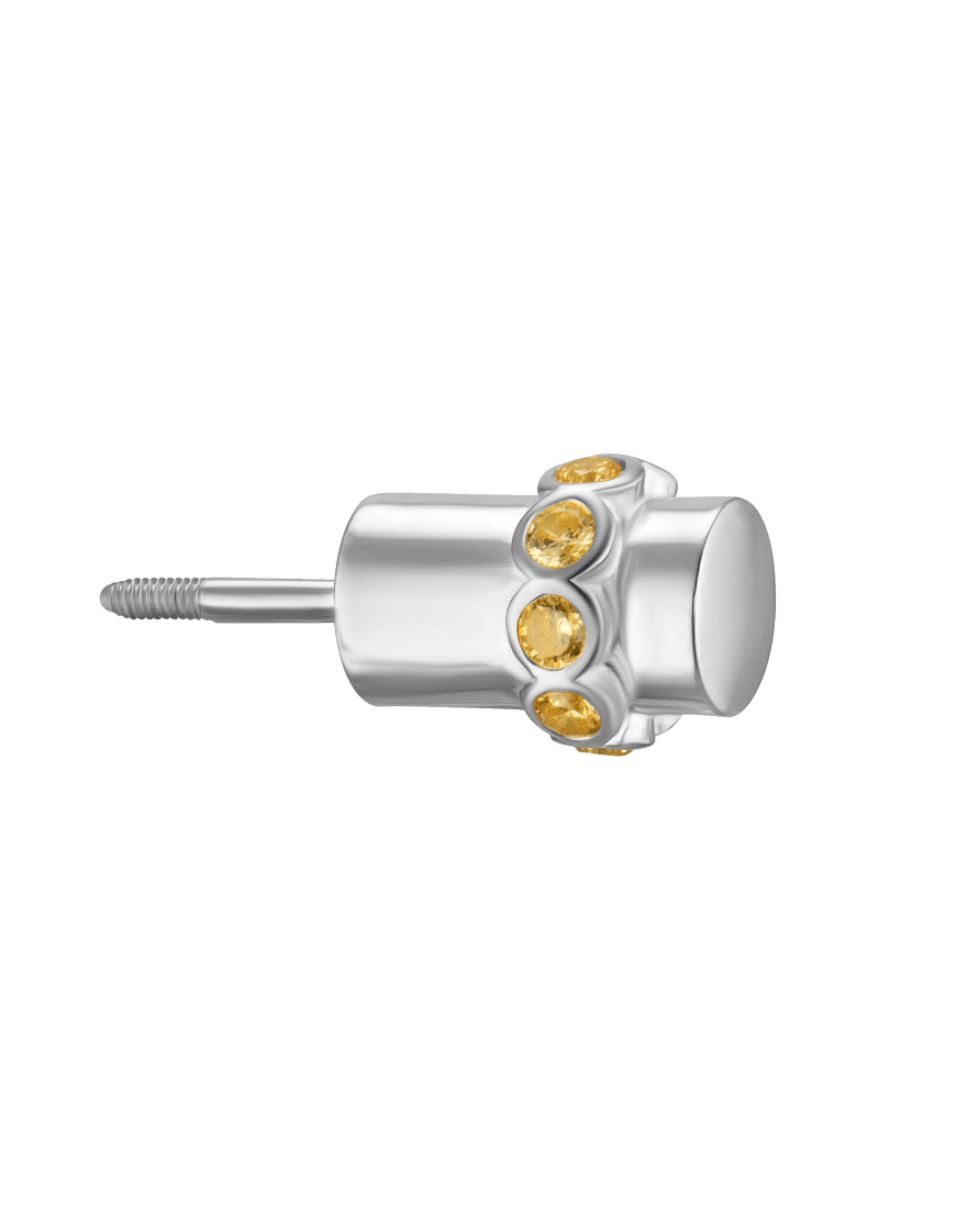 Половина моносережки Balance із жовтим камінням жіноча RIMMART JEWELRY срібна One size