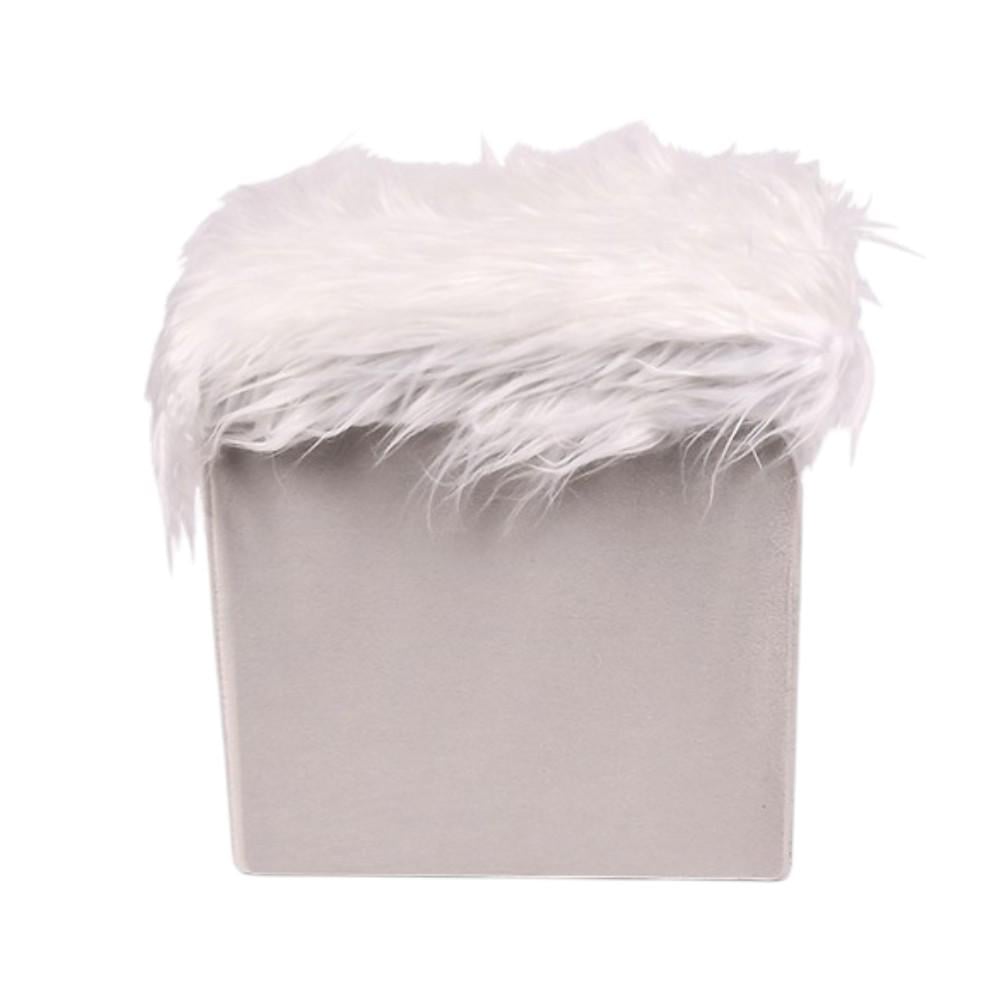 Пуф-тумба Stenson Mossy МДФ/ППУ 3в1 с плюшем с съемной крышкой 35x35x33 см White (627661)