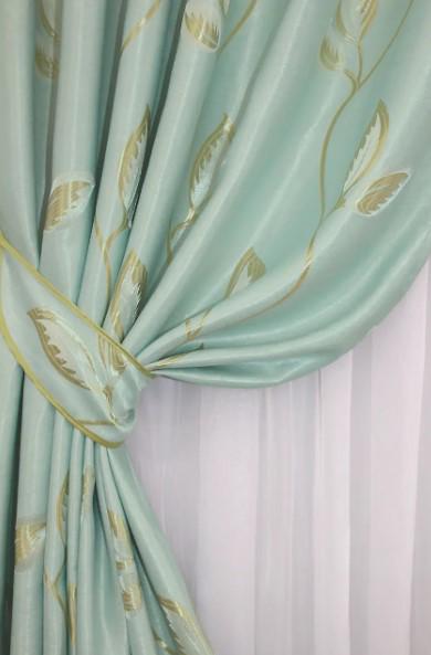 Штори в вітальню/спальню блекаут 1,5х2,7 м 2 шт. Блакитно-оливковий (1159ш) - фото 2 Штори в вітальню/спальню блекаут 1,5х2,7 м 2 шт. Блакитно-оливковий (1159ш) - фото 2