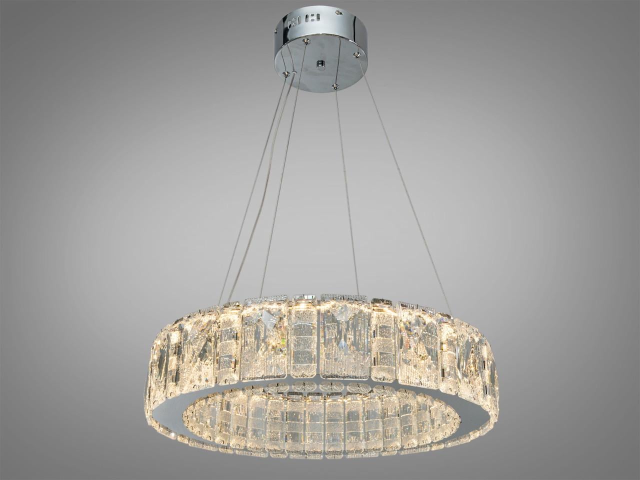 Люстра хрустальная подвесная для гостиной LED 585/500HR 55W с пультом Хром (3034921525)