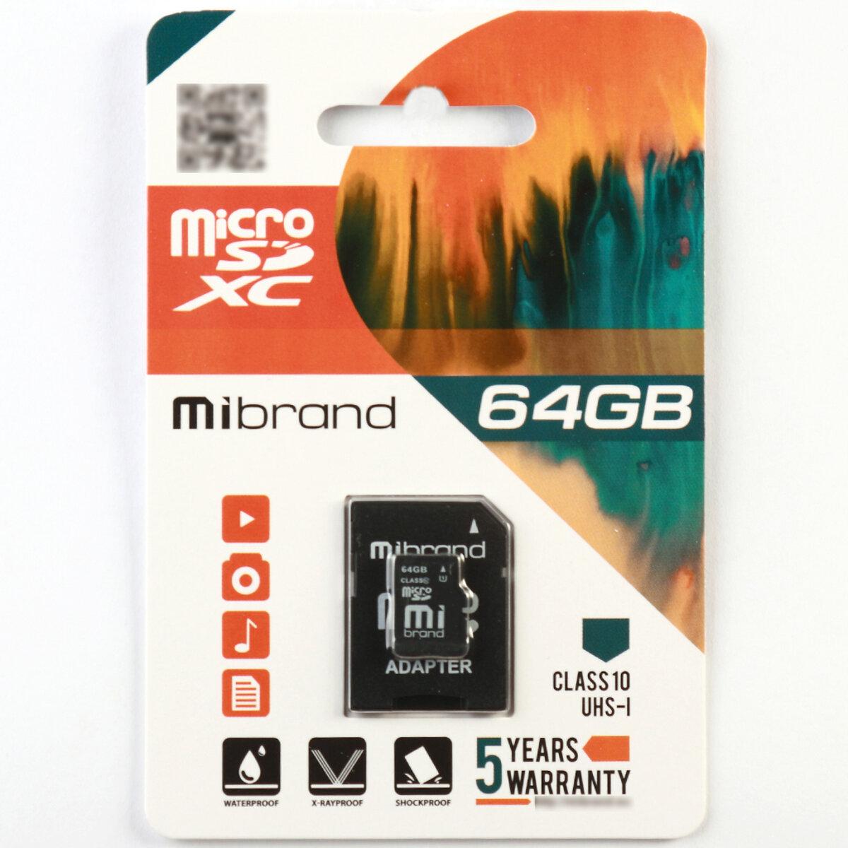 Карта памяти Mibrand Class 10 Adapter Sd 64 Gb