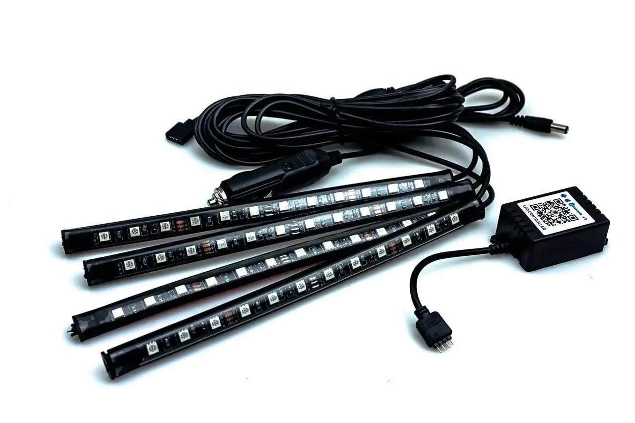 Подсветка универсальная салона Automobile Atmosphere Lamp RGB LED с микрофоном и Bluetooth (8097)