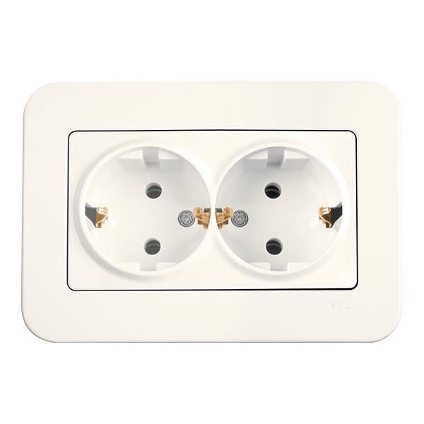 Розетка двомісна Viko Rollina з заземленням Кремовий (00000012925)