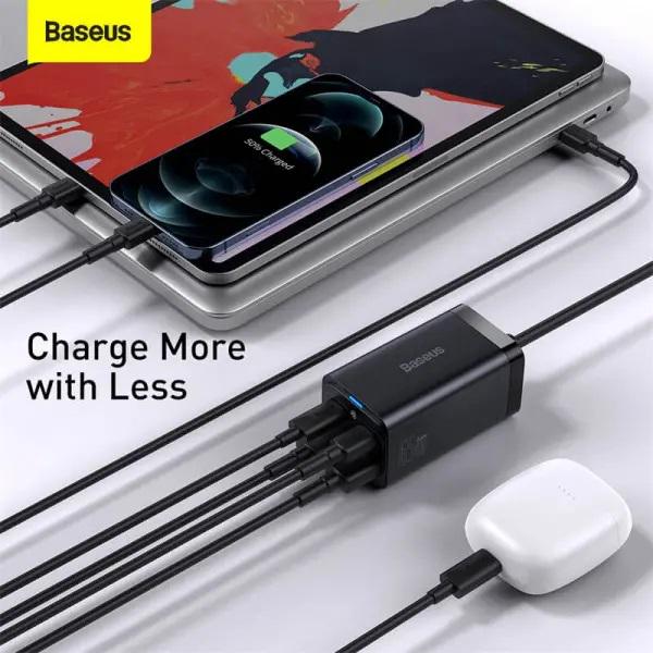 Сетевое зарядное устройство Baseus GaN3 Pro Desktop Fast Charger QC4.0+PD3.0 65W 2USB+2Type-C 3A с кабелем 1 м Черный (12096447) - фото 5