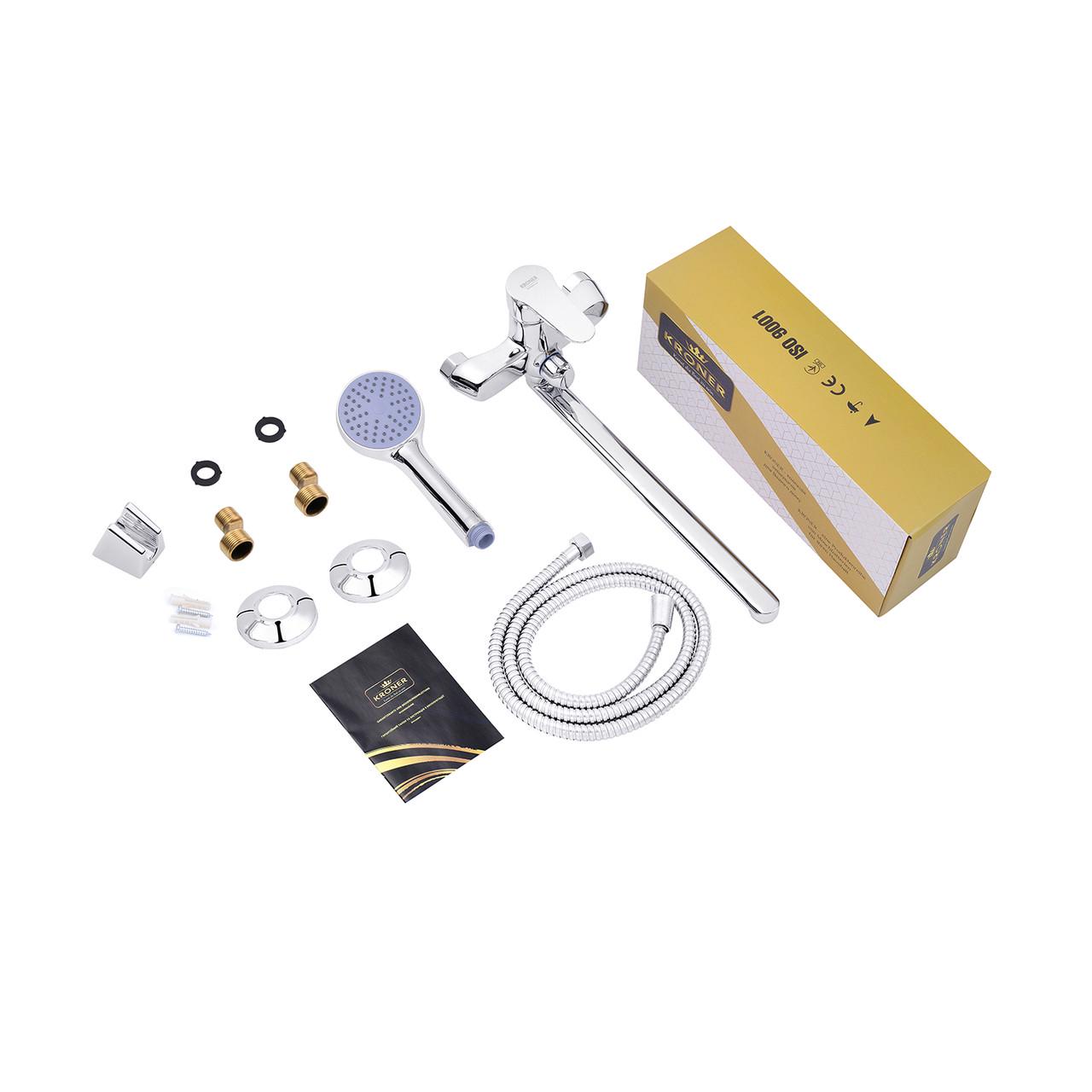 Змішувач для ванни Kroner KRM Elbe C071 з душовим гарнітуром Хром (CV016437) - фото 8