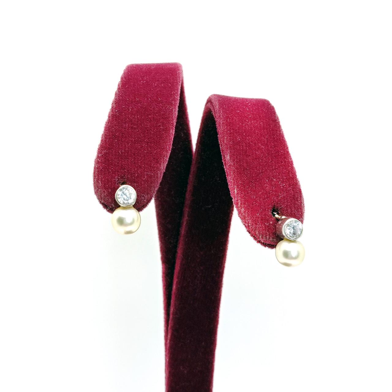 Серьги пусеты серебро с жемчугом 925° 1,40 г (4907С)