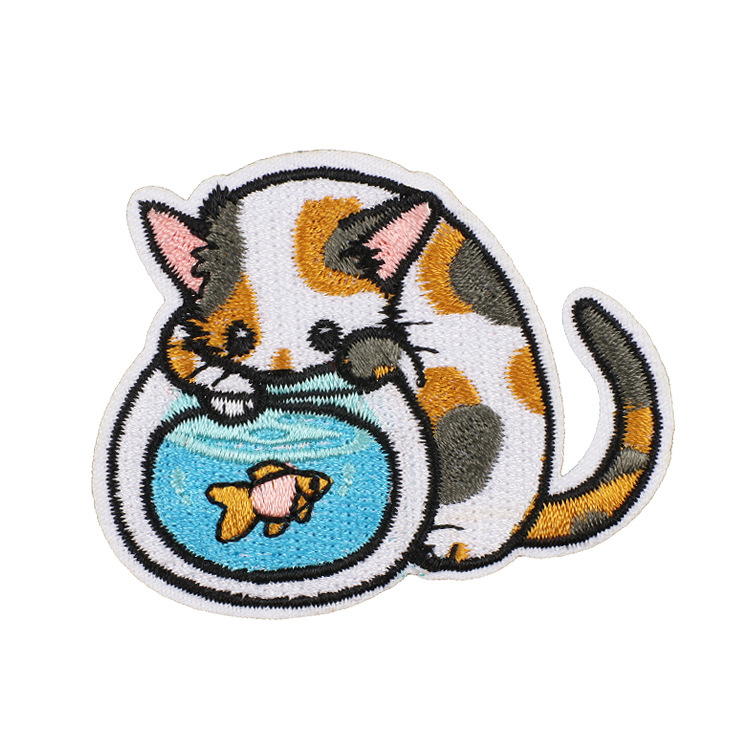 Термонаклейка на одежду для ремонта и декора Котик с аквариумом (70367)