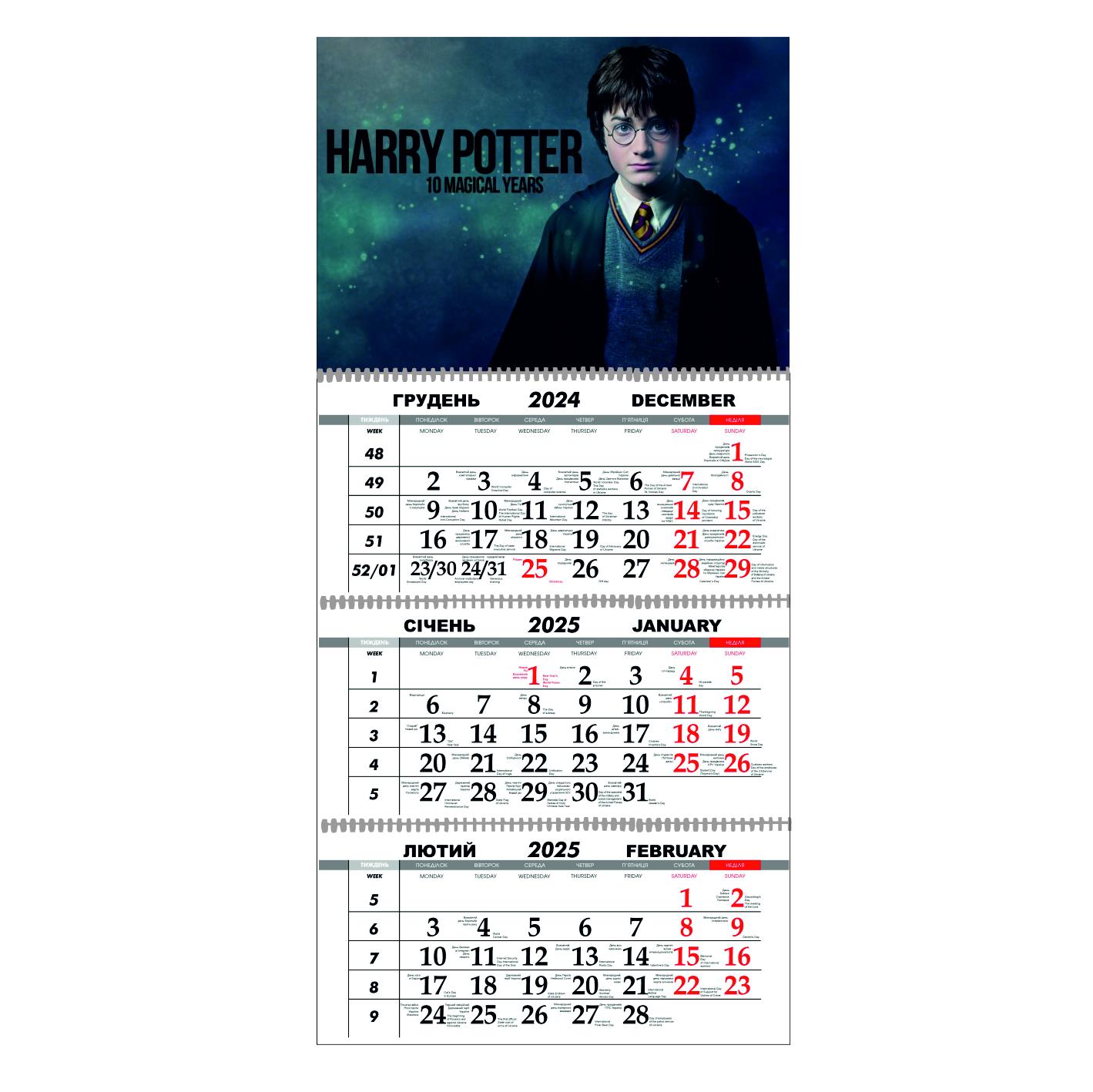 Календарь настенный Гаррі Поттер на 2025 год квартальный (21822066)