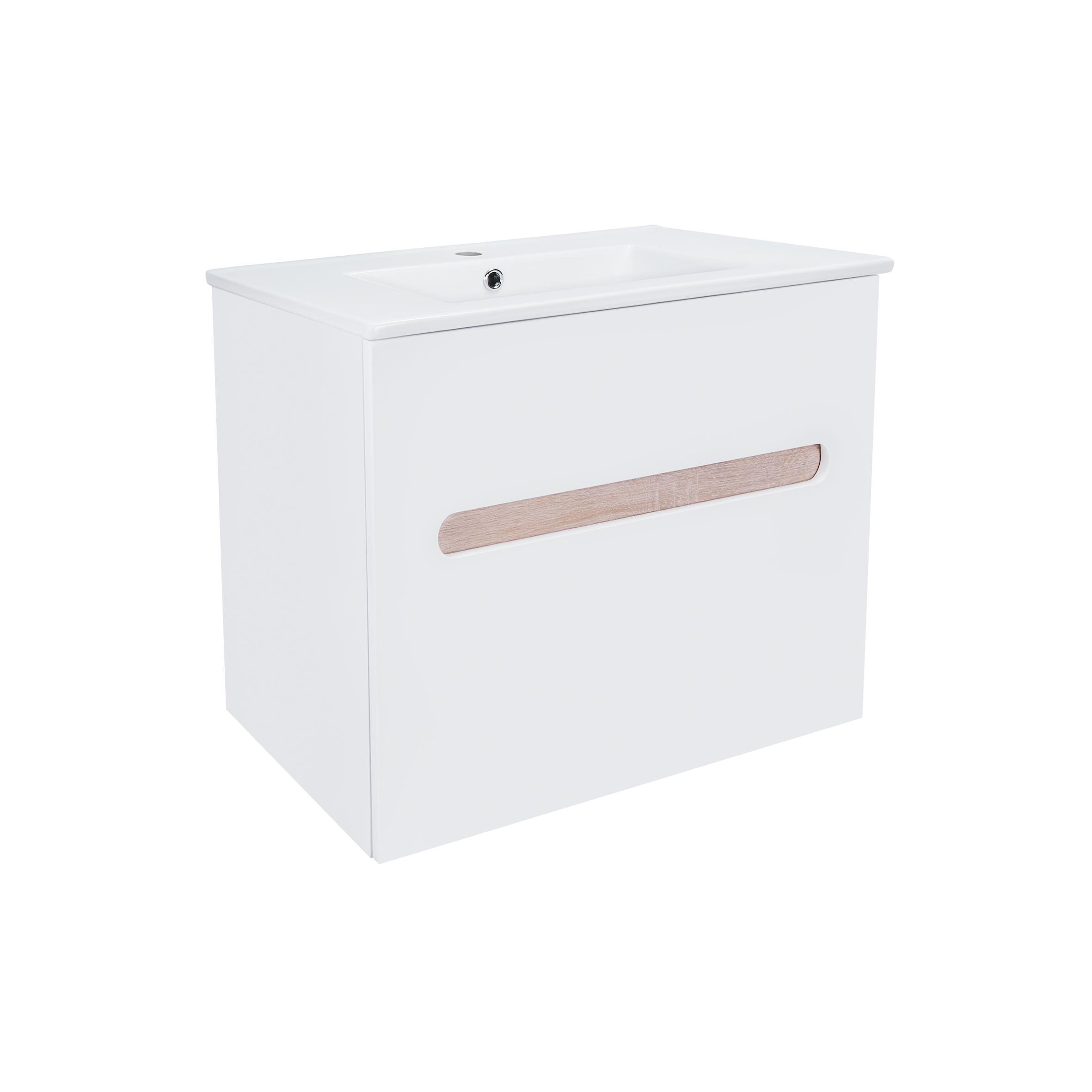 Тумба подвесная Qtap Virgo с врезной раковиной 700х580х437 мм oak White/Whitish (QT1872TPА7013070CW)