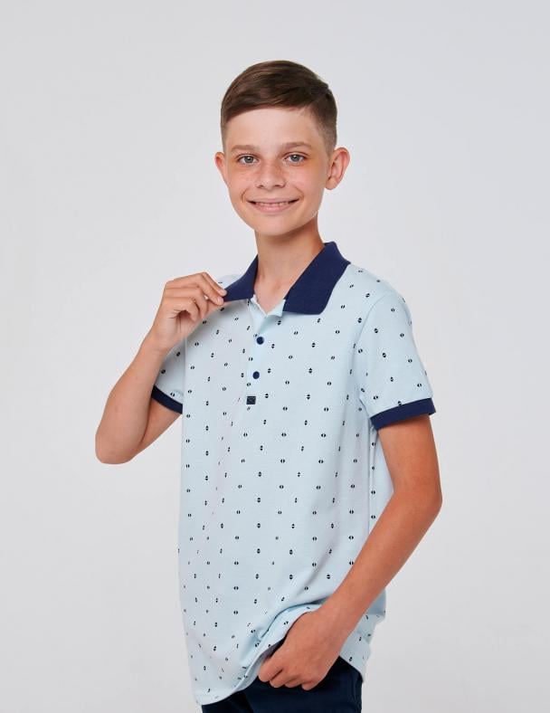 Поло для мальчика Smil Лакоста Рисунок 170 см Голубой (114873)