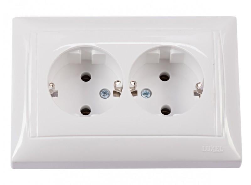Розетка двойная Luxel с заземлением primera Белый (3008)