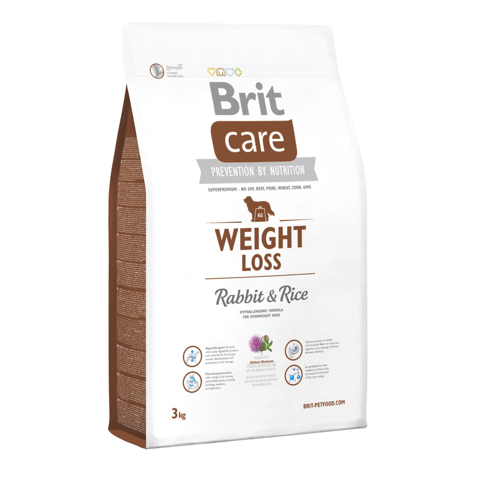 Корм сухой Brit Care Weight Loss Rabbit&Rice для собак с лишним весом 3 кг (8595602510337)