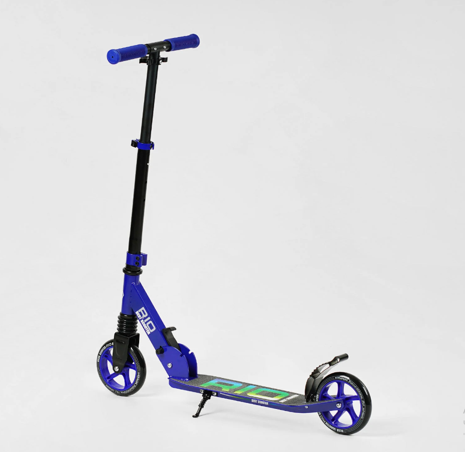 Самокат двухколесный Best Scooter передний амортизатор задний тормоз Синий (R-74099)