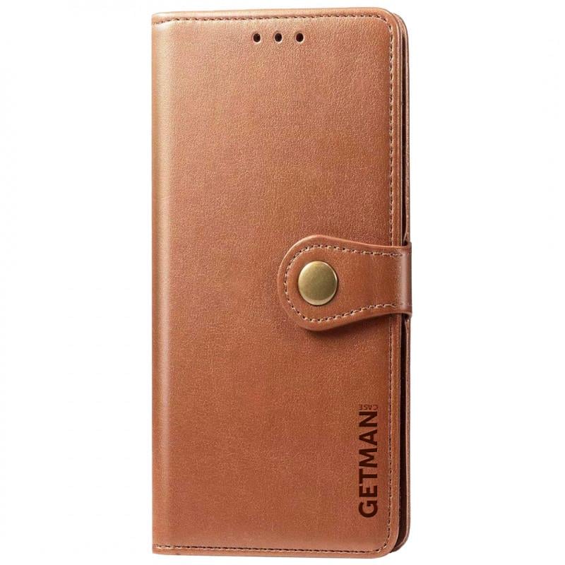 Противоударный кожаный чехол книжка GETMAN Gallant (PU) для Xiaomi Redmi Note 9s / Note 9 Pro / Note 9 Pro Max Коричневый