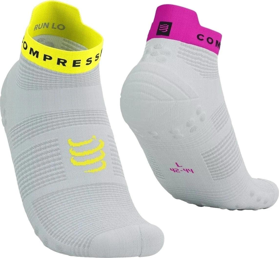 Носки Compressport Pro Racing Socks V4.0 Run low T4 White/Safe Yellow/Neo Pink (afa76296)